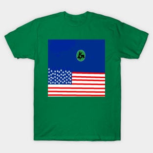 Sporty USA Design on Green Background T-Shirt